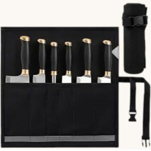 black chef set leather sheath