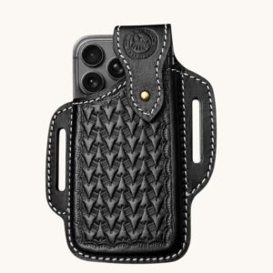 black leather mobile cover