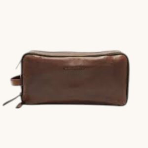 leather travel toiletry bag brown waterproof