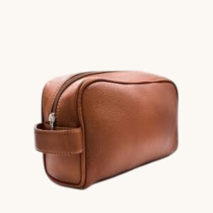 leather travel toiletry bag tan waterproof