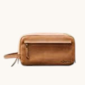 leather travel toiletry bag tan waterproof