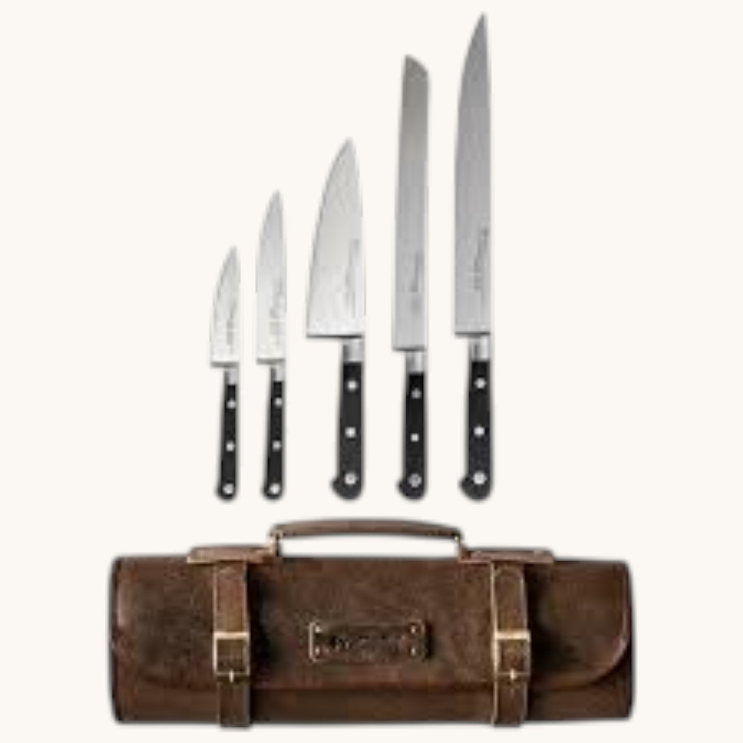leather knife roll bag brown 5pc set leather knife roll bag brown 5pc set
