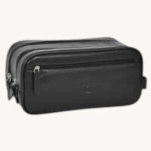 leather travel toiletry bag black waterproof