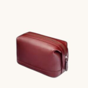 leather travel toiletry bag red waterproof
