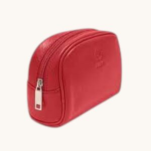 leather travel toiletry bag red waterproof