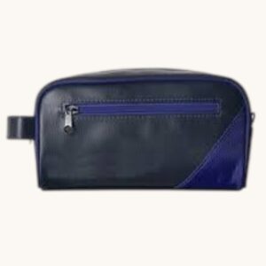 leather travel toiletry bag blue waterproof