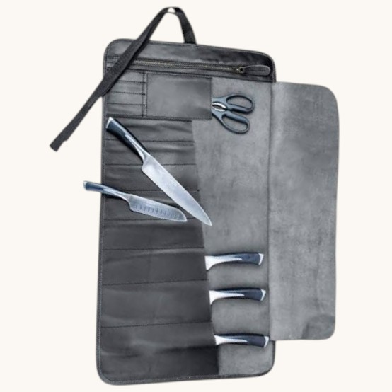 gray leather sheath of chef set gray leather sheath of chef set
