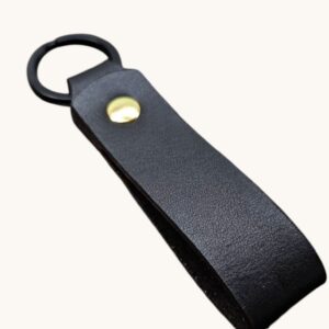 handcrafted full grain leather loop keychain
