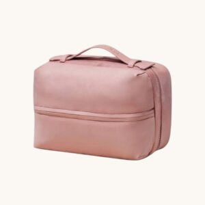 leather travel toiletry bag light pink