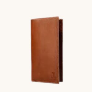 leather handmade long bifold wallet tan