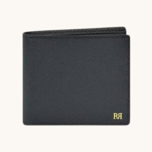 leather handmade bifold wallet navy blue