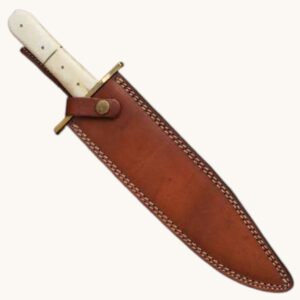 handmade bowie knife leather sheath brown