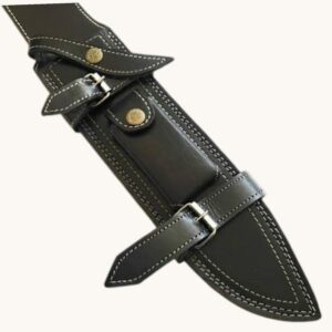 handmade bowie knife leather sheath black