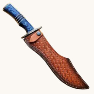 handmade bowie knife leather sheath tan brown