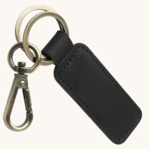 handmade leather keychain with clip black