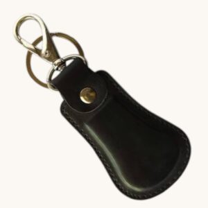 leather keychain with clip dark brown