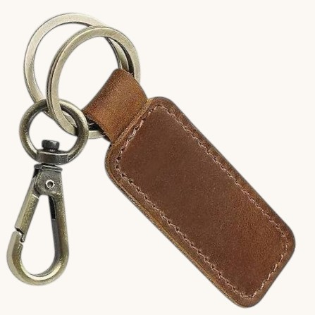 leather keychain with clip tan brown leather keychain with clip tan brown