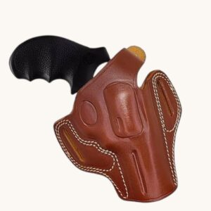 handmade genuine leather revolver holster – brown